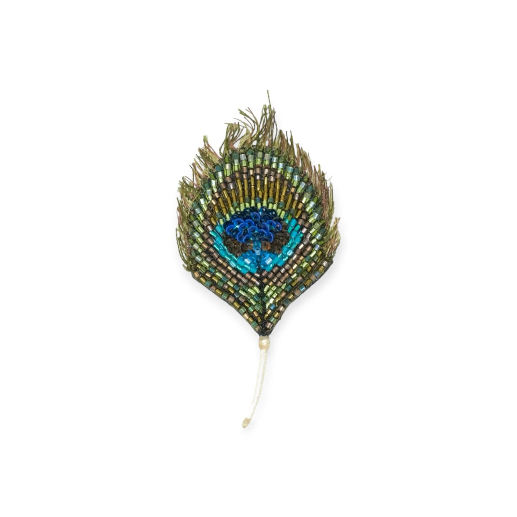 Luminous Peacock Feather Brooch