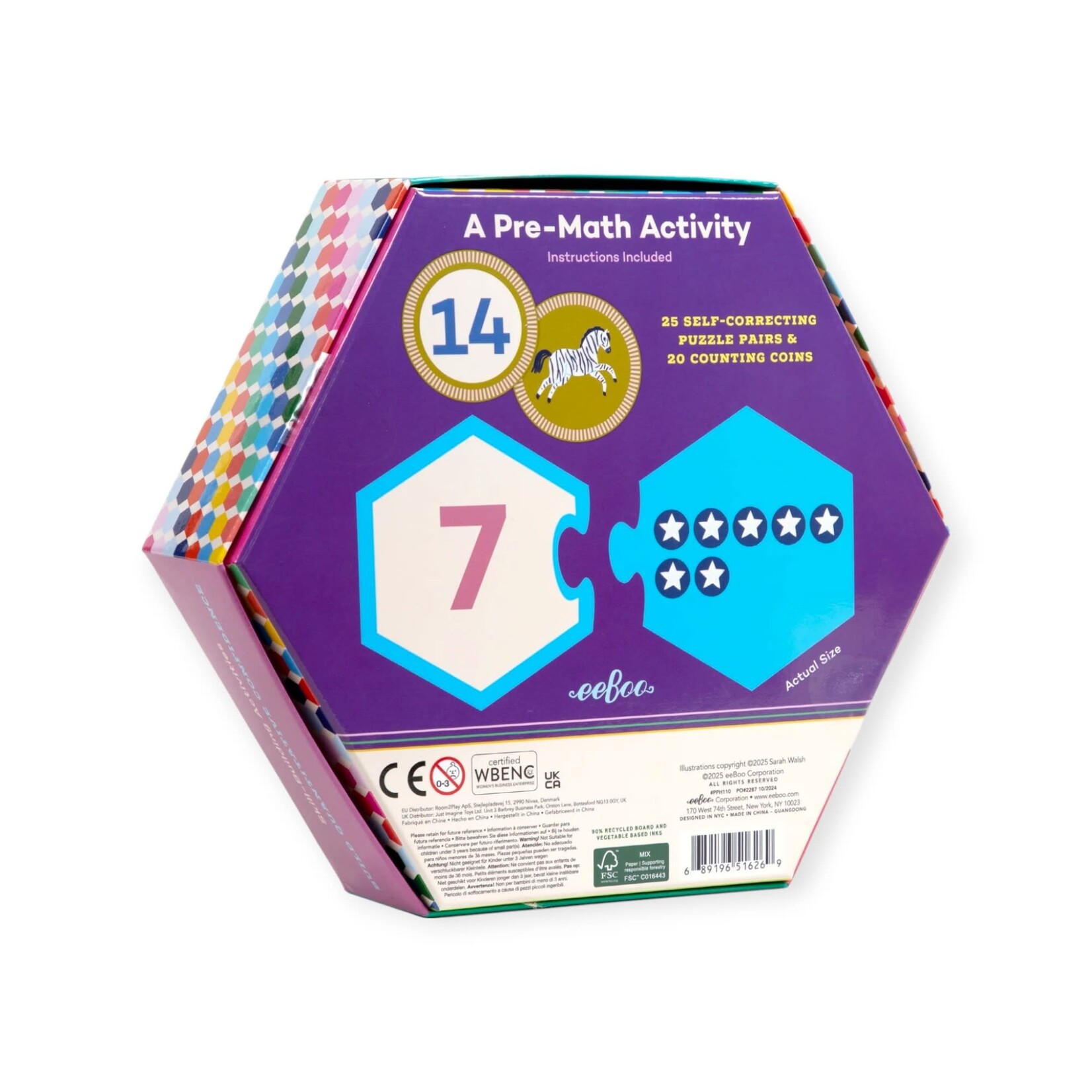 Eeboo Numbers Hexagon Puzzle Pairs