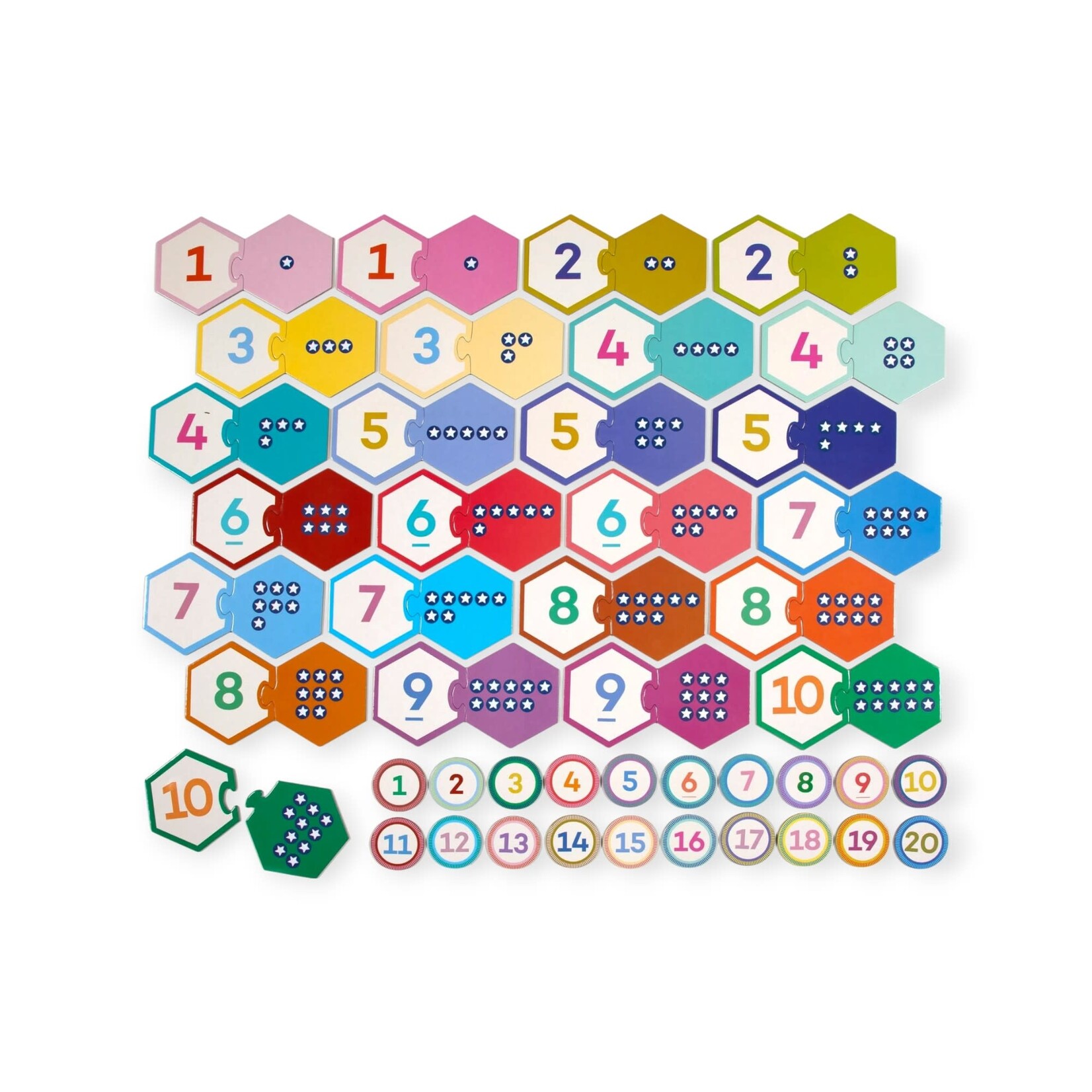 Eeboo Numbers Hexagon Puzzle Pairs