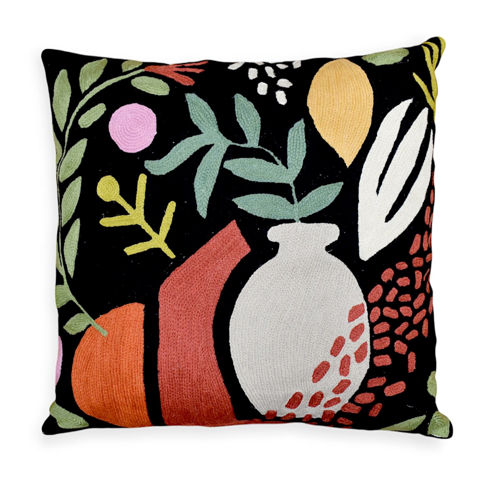 Natural Habitat Vase Cutout Black Pillow