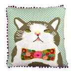 Karma Living Cat Floral Bowtie Pillow