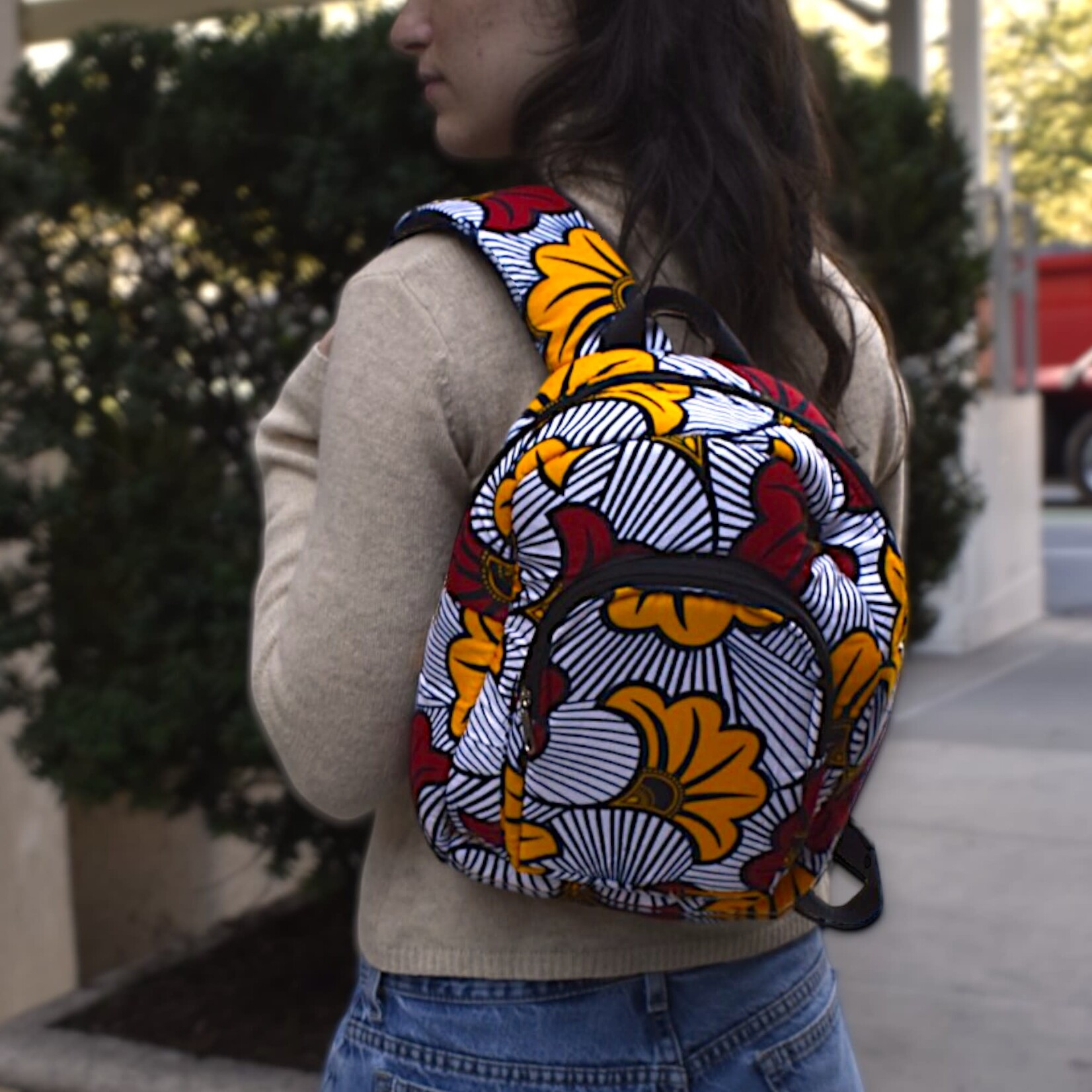 Maami Art African Print Cotton Small Backpack