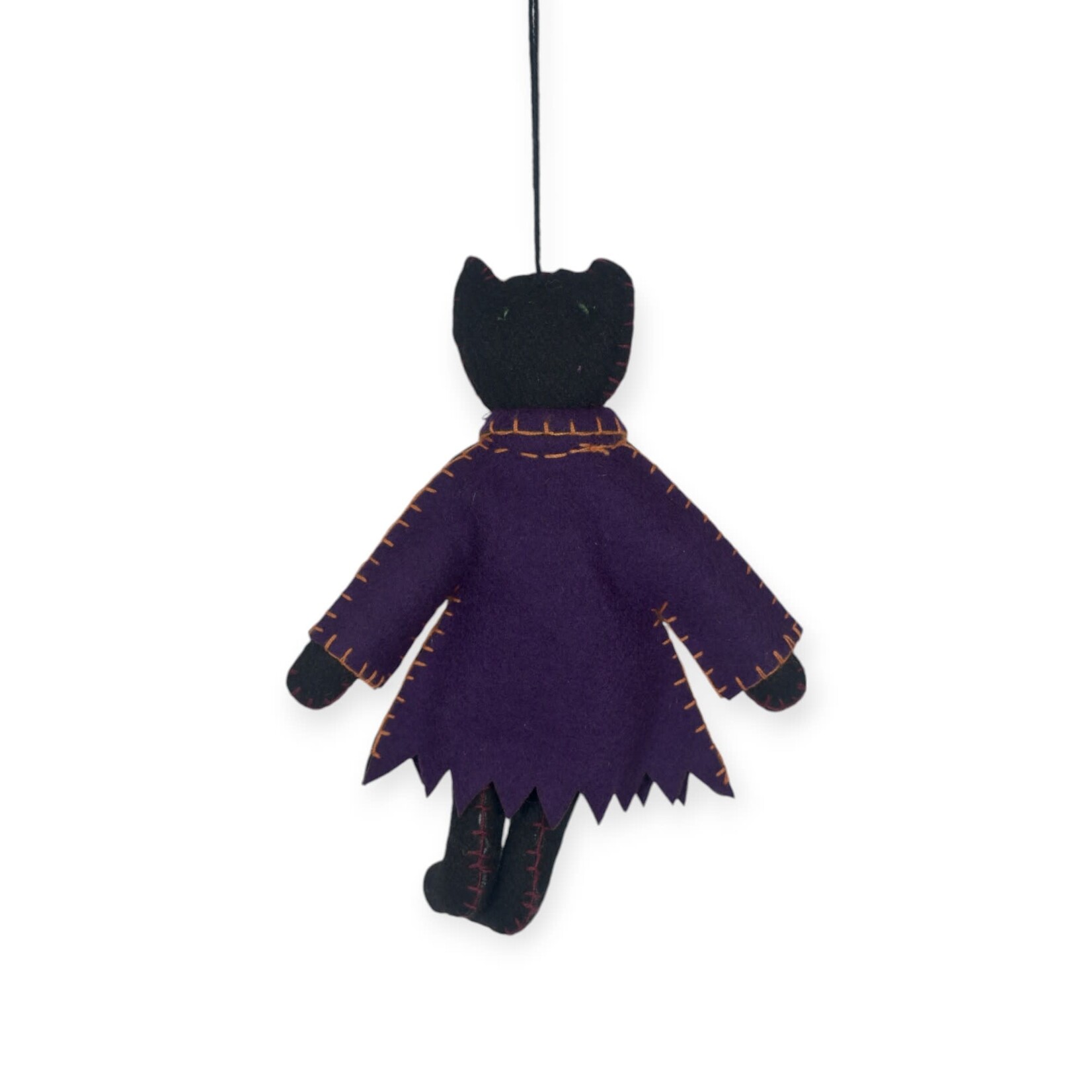 Stitch By Stitch Black Cat Purple Coat Ornament