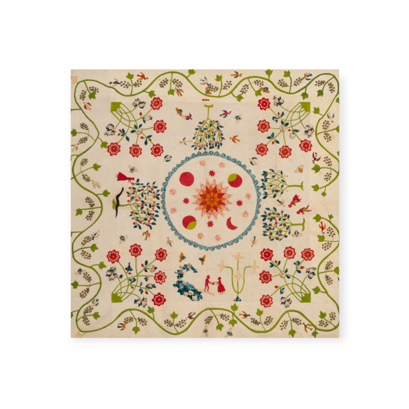Museum Store Products An Ecology of Quilts Postcard Adam and Eve in the Garden of Eden Quilt