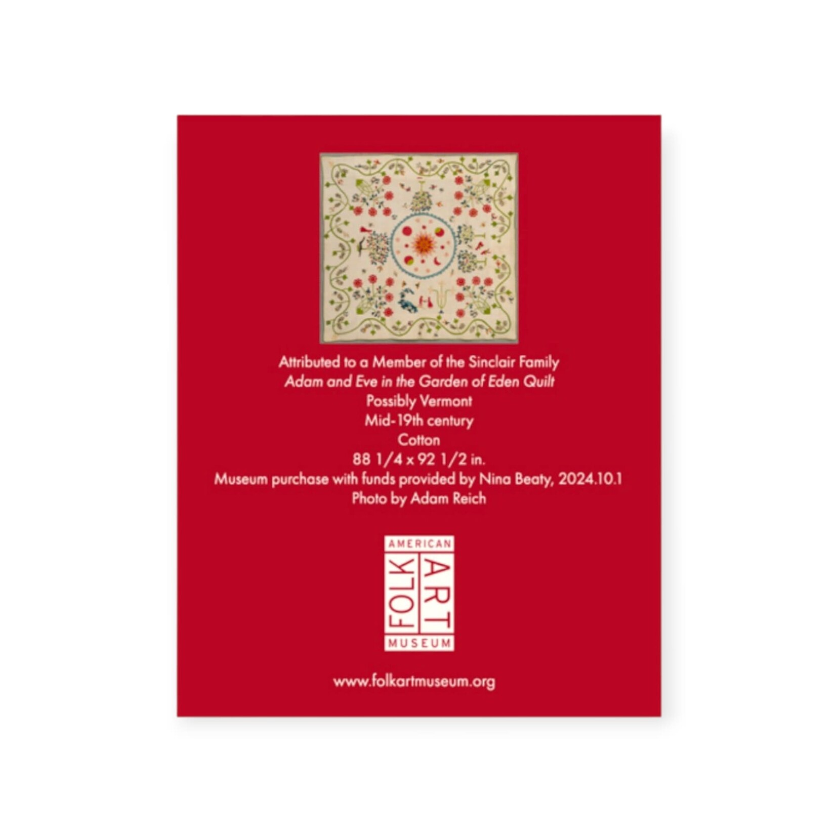 Museum Store Products Ecology Magnet Adam and Eve in the Garden of Eden Quilt