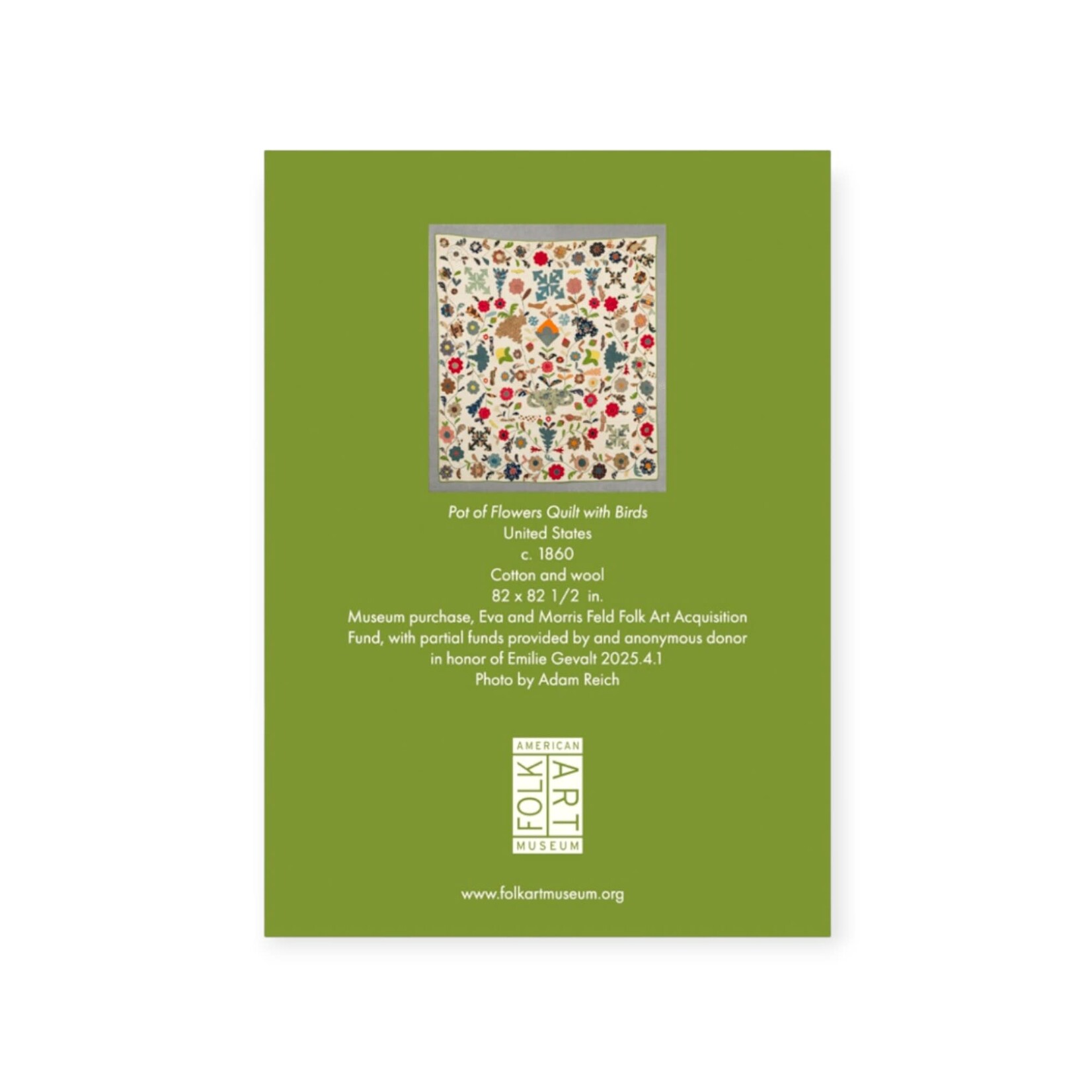 Museum Store Products Ecology Magnet Pot of Flowers Quilt with Birds