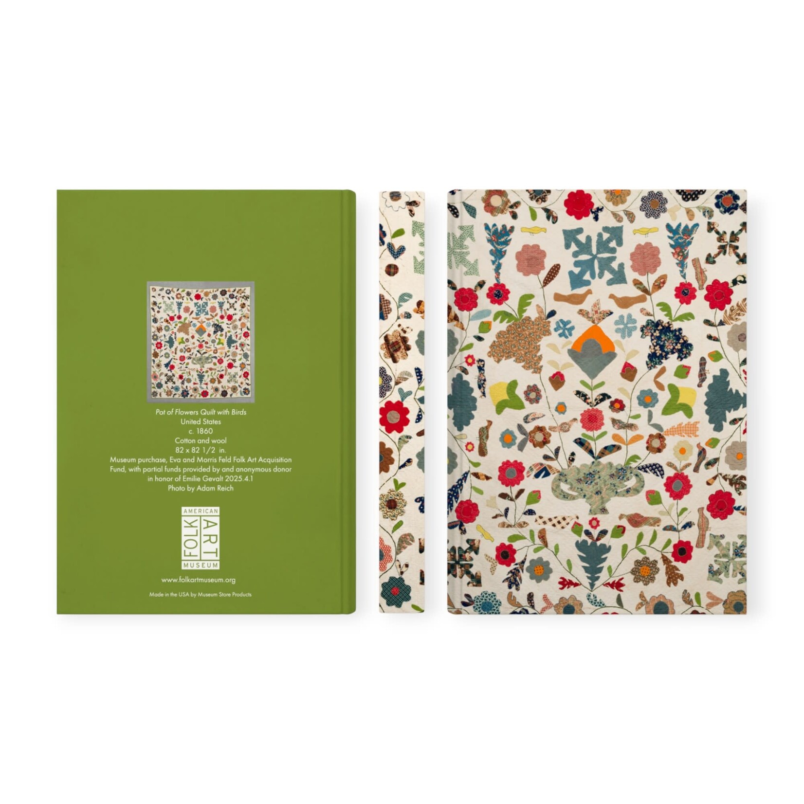 Museum Store Products Ecology Journal Pot of Flowers Quilt with Birds