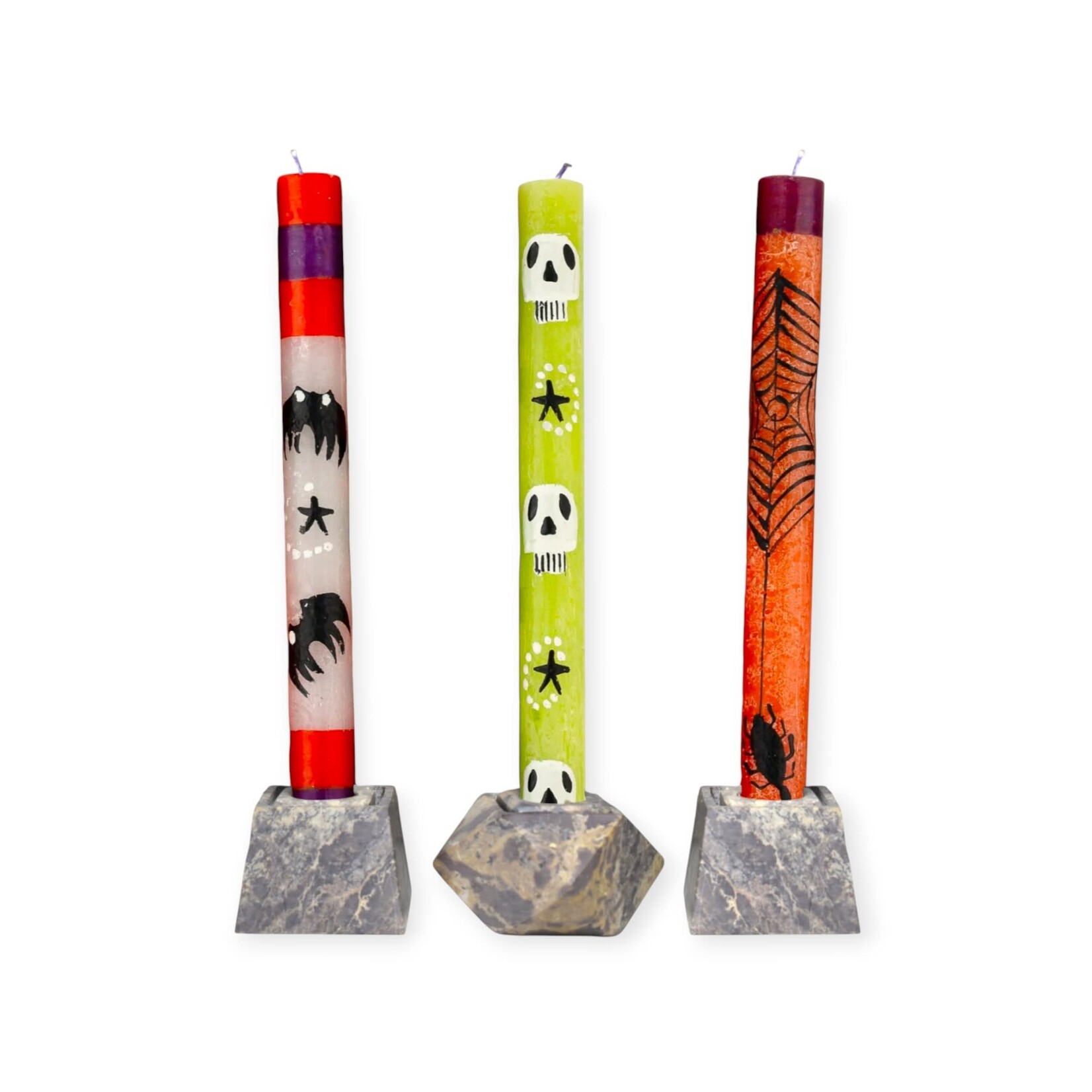 Thumbprint Artifacts Painted Halloween Candles