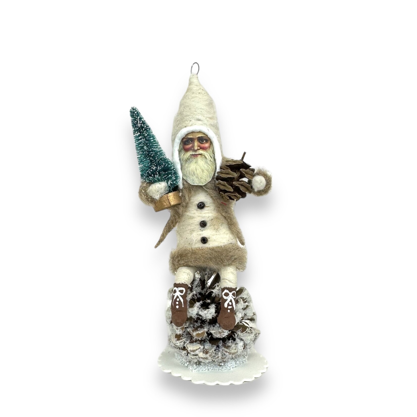 Vintage by Crystal Santa on a Pinecone Figure
