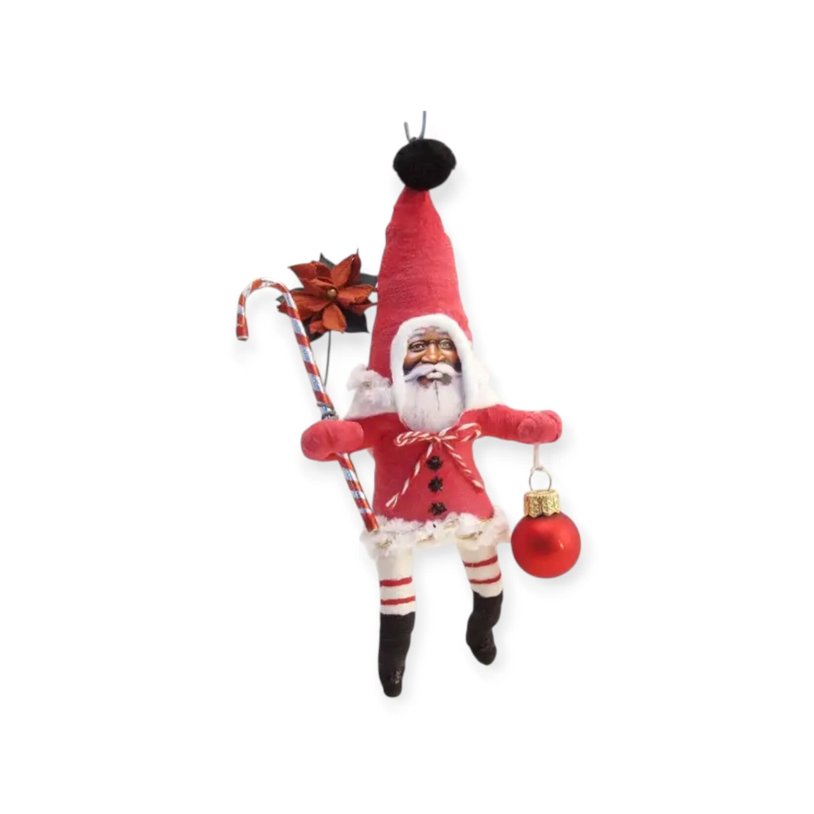 Vintage by Crystal Black Santa Ornament