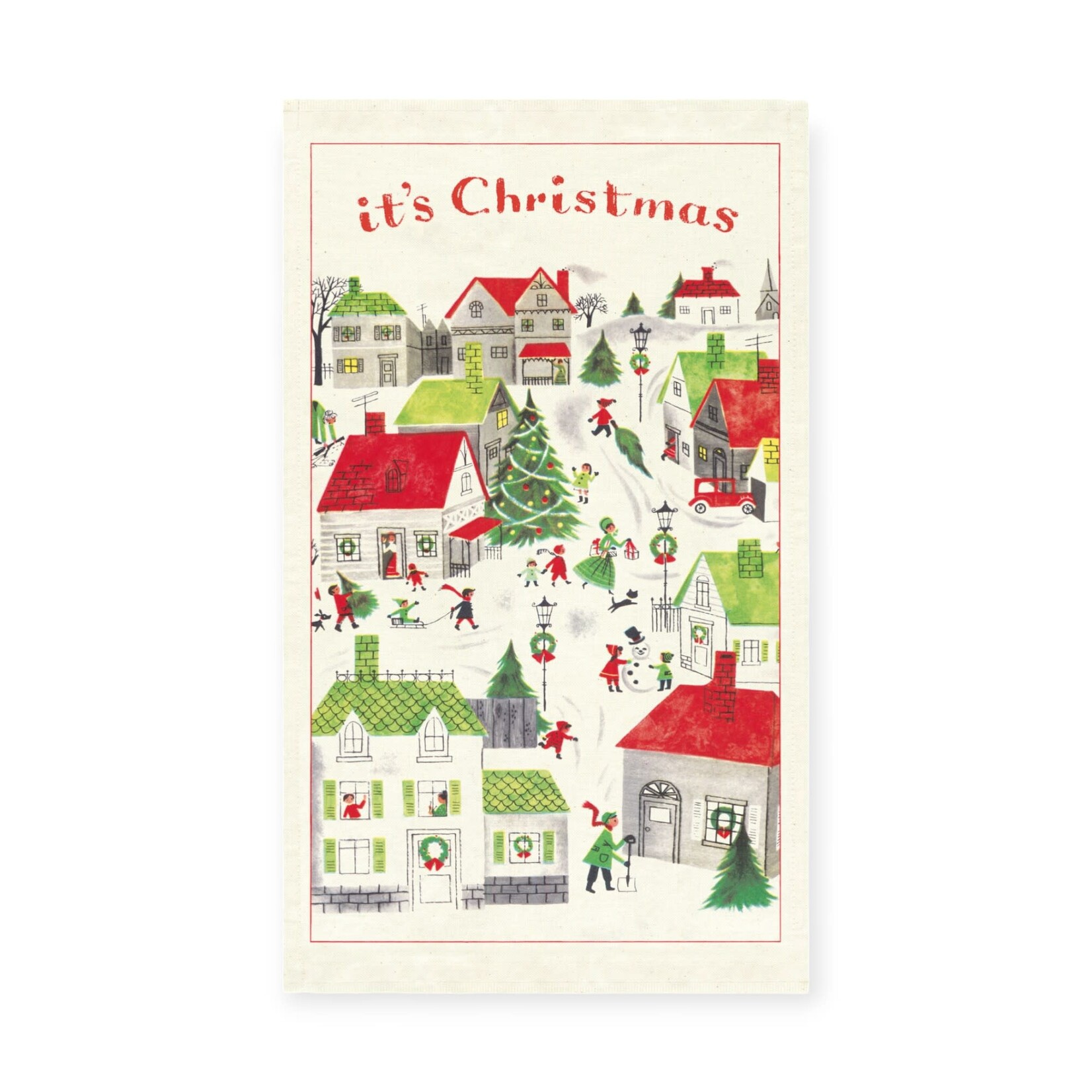 Cavallini Papers & Co. Inc Holiday Tea Towel Christmas Village