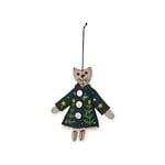 Stitch By Stitch White Cat Green Dress Ornament