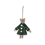 Stitch By Stitch White Cat Green Jacket Ornament