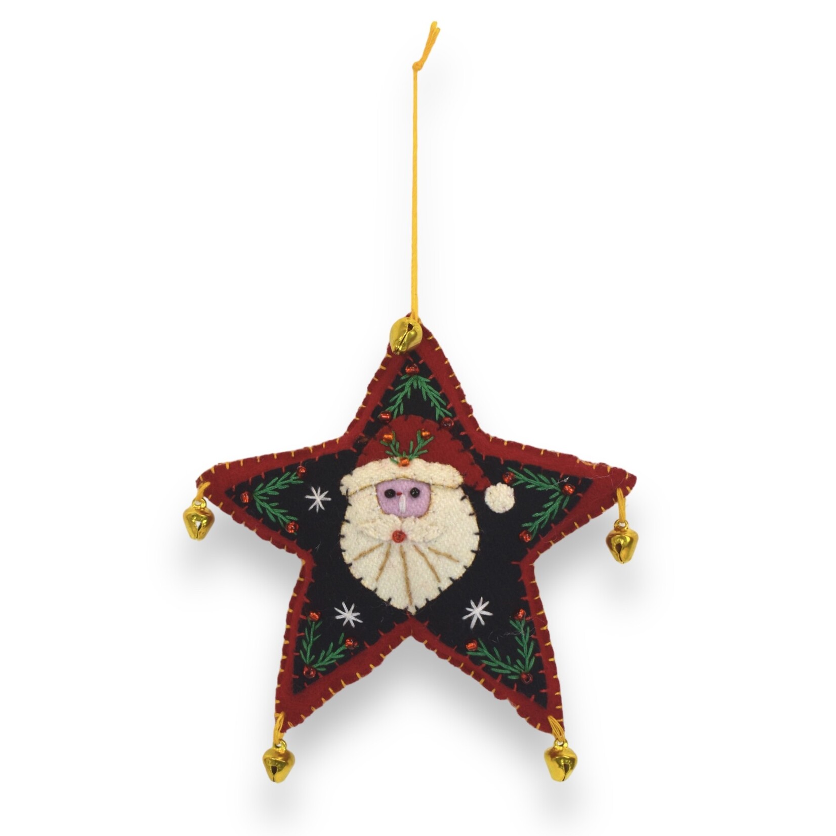 Stitch By Stitch Black Star Santa Face Orn