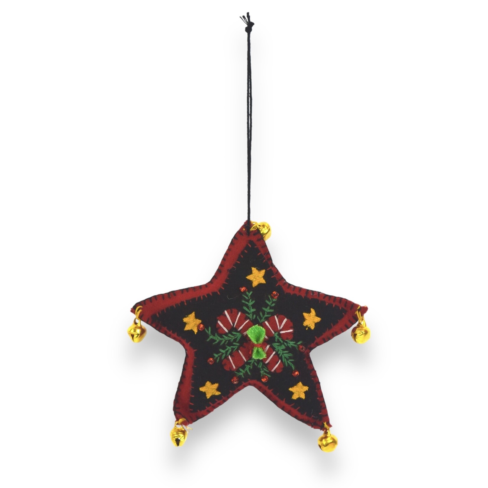 Stitch By Stitch Black Star Candy Canes Ornament