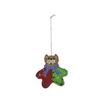 Stitch By Stitch Red Green Star with Brown Cat Ornament
