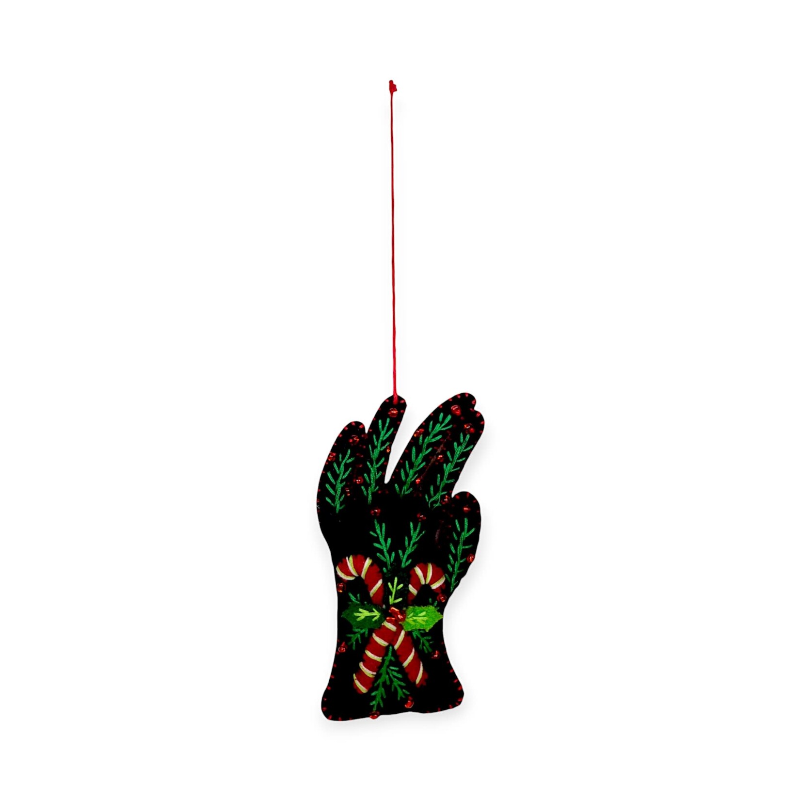 Stitch By Stitch Black Glove Candy Canes Ornament