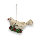 Stitch By Stitch White Dove with Holly Wreath Ornament