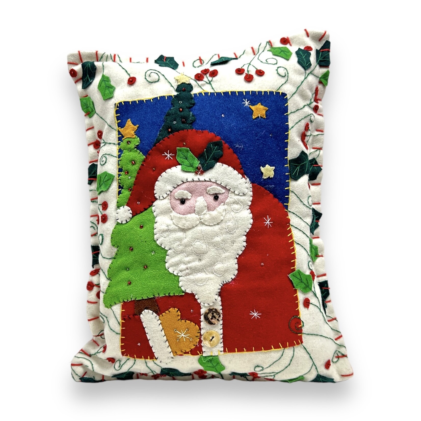 New World Arts Santa Holding Tree Pillow