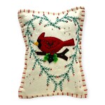 New World Arts Wreath & Cardinal Pillow