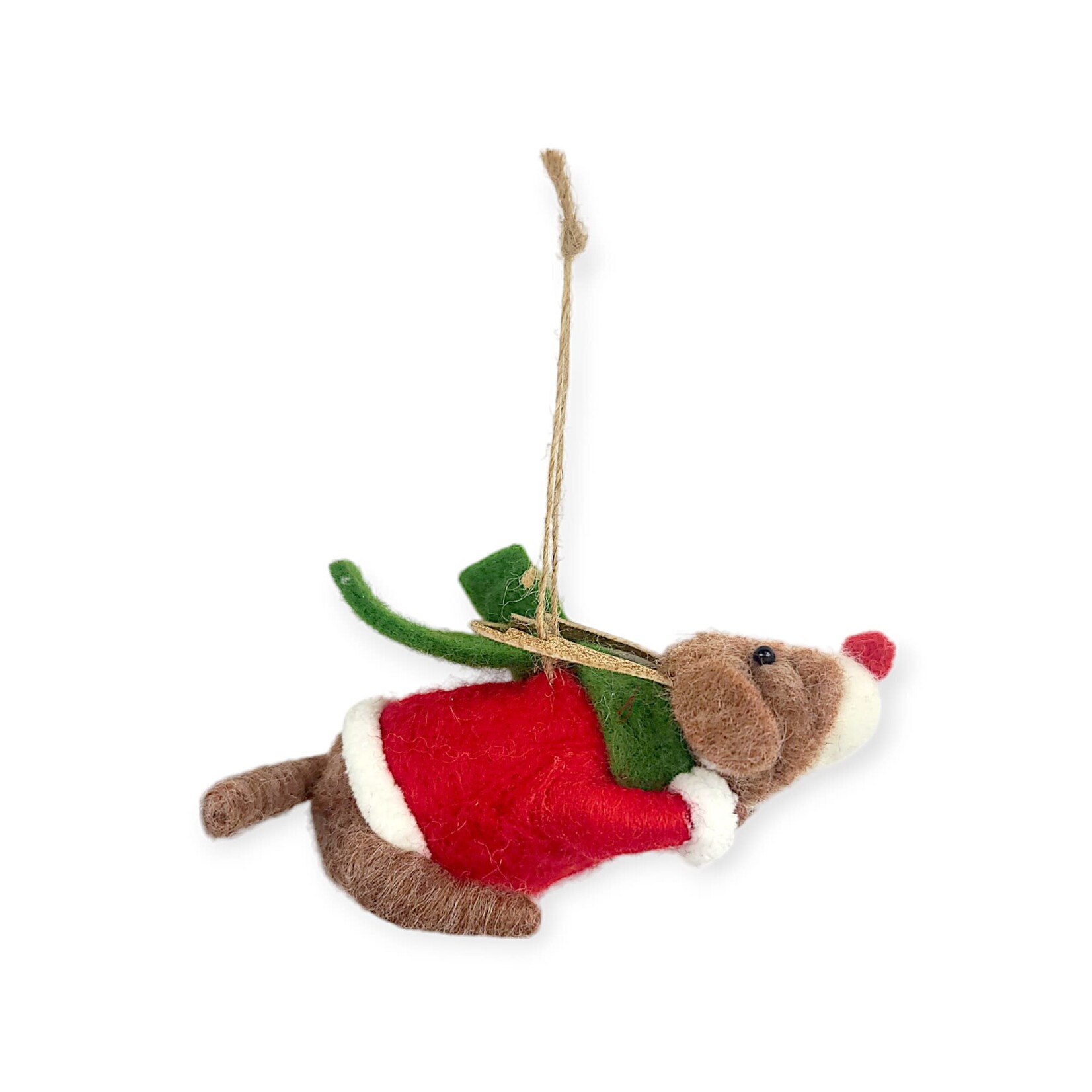 Creative Co-Op Felt Dog in Holiday Outfit Ornament