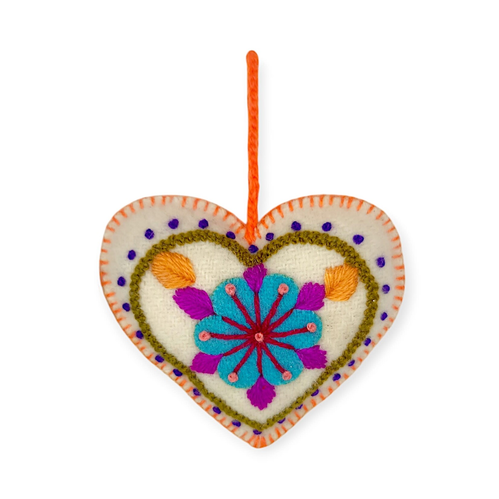 Ornaments4Orphans White Embroidered Heart Ornament