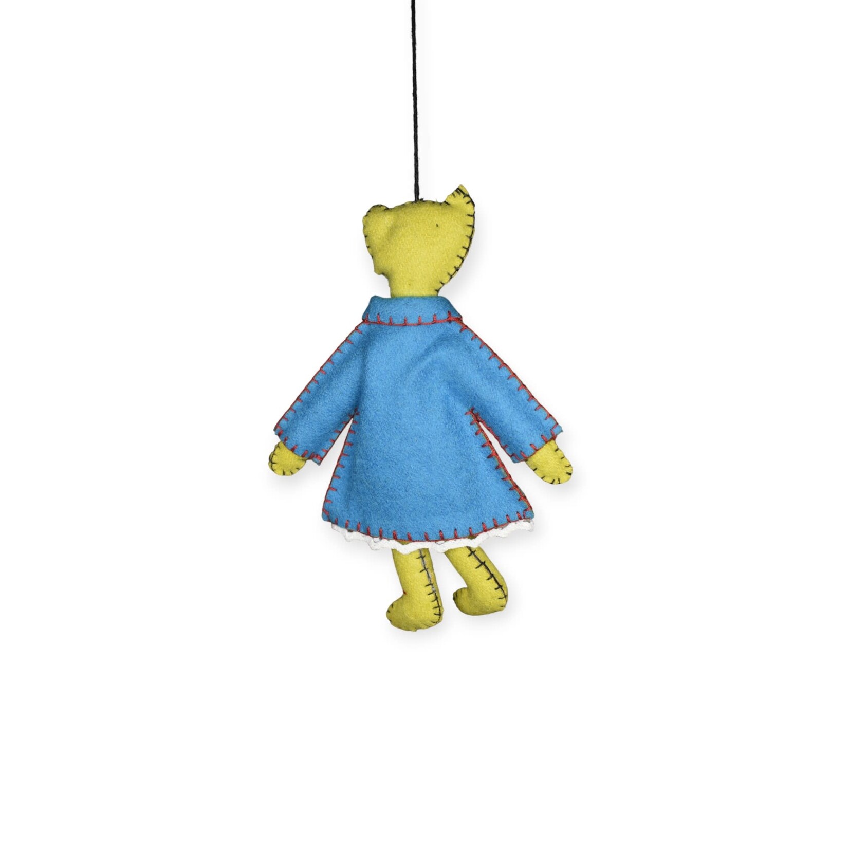Stitch By Stitch Yellow Cat Blue Dress Ornament
