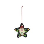 Stitch By Stitch Black Star with Santa Face & Holly Ornament