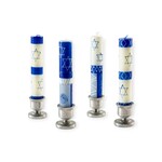 Thumbprint Artifacts Painted Shabbat Star of David Candles