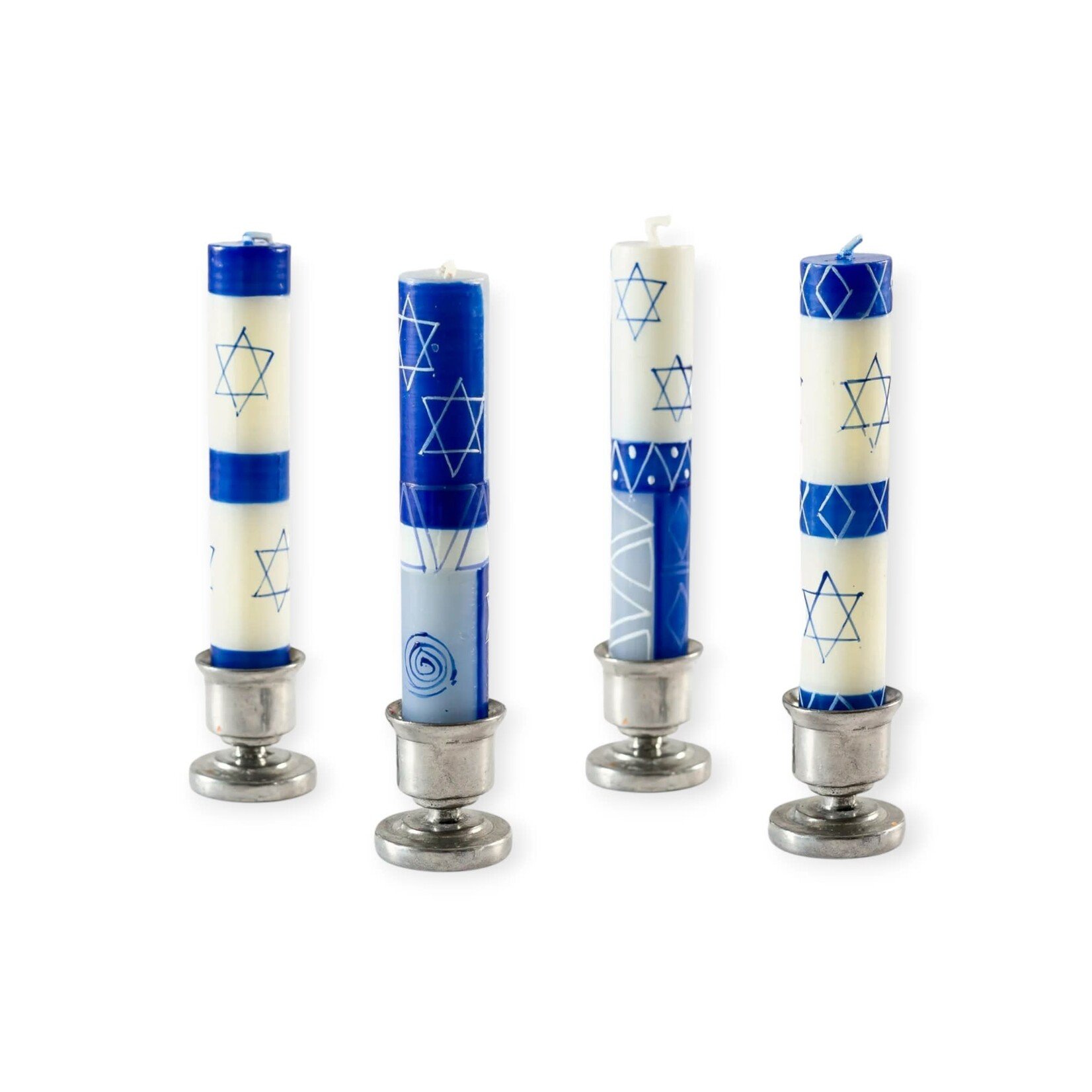 Thumbprint Artifacts Painted Shabbat Star of David Candles