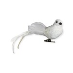 Option 2 Glitter Birds Clip-On Ornament White & Silver