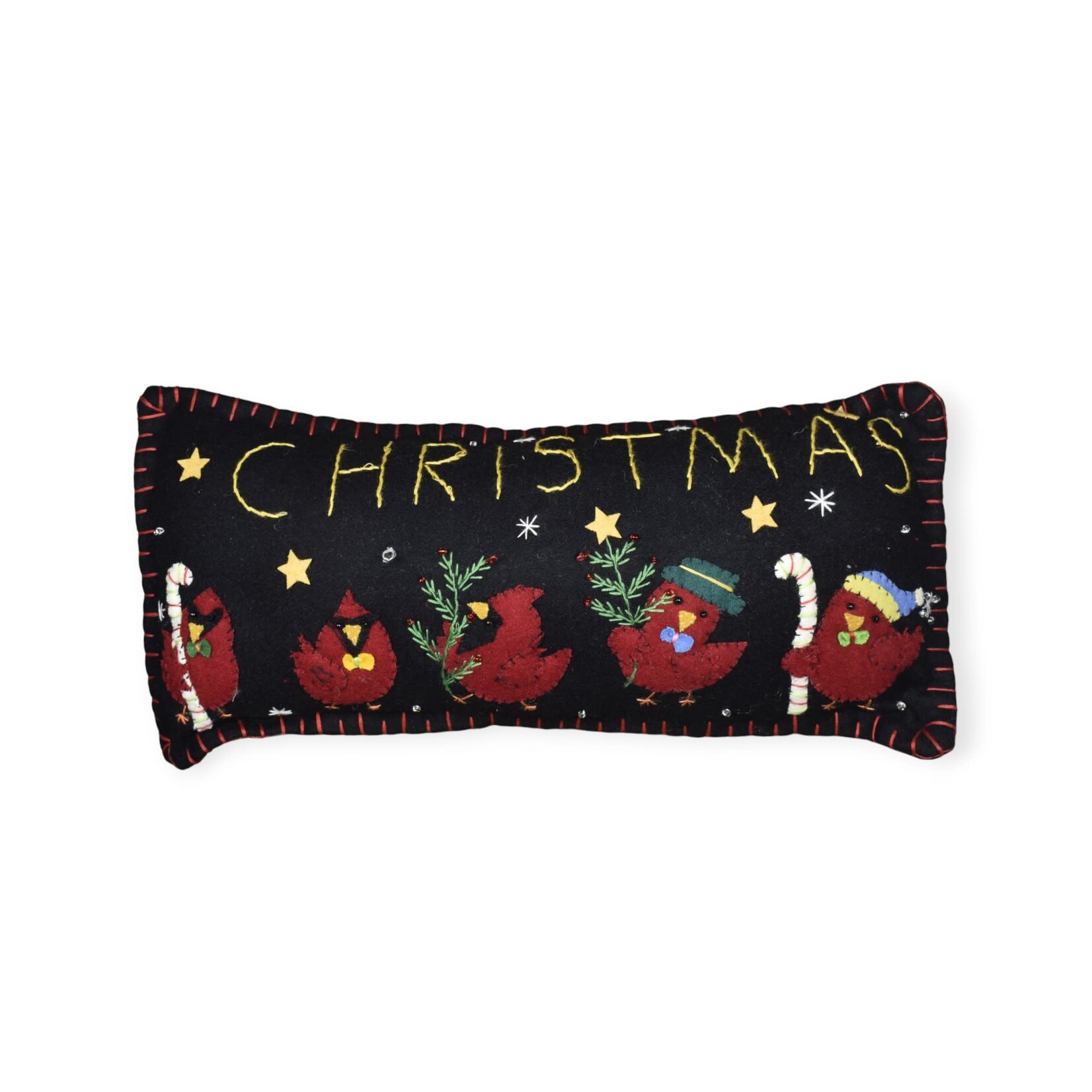 Stitch By Stitch Christmas Cardinals Pillow