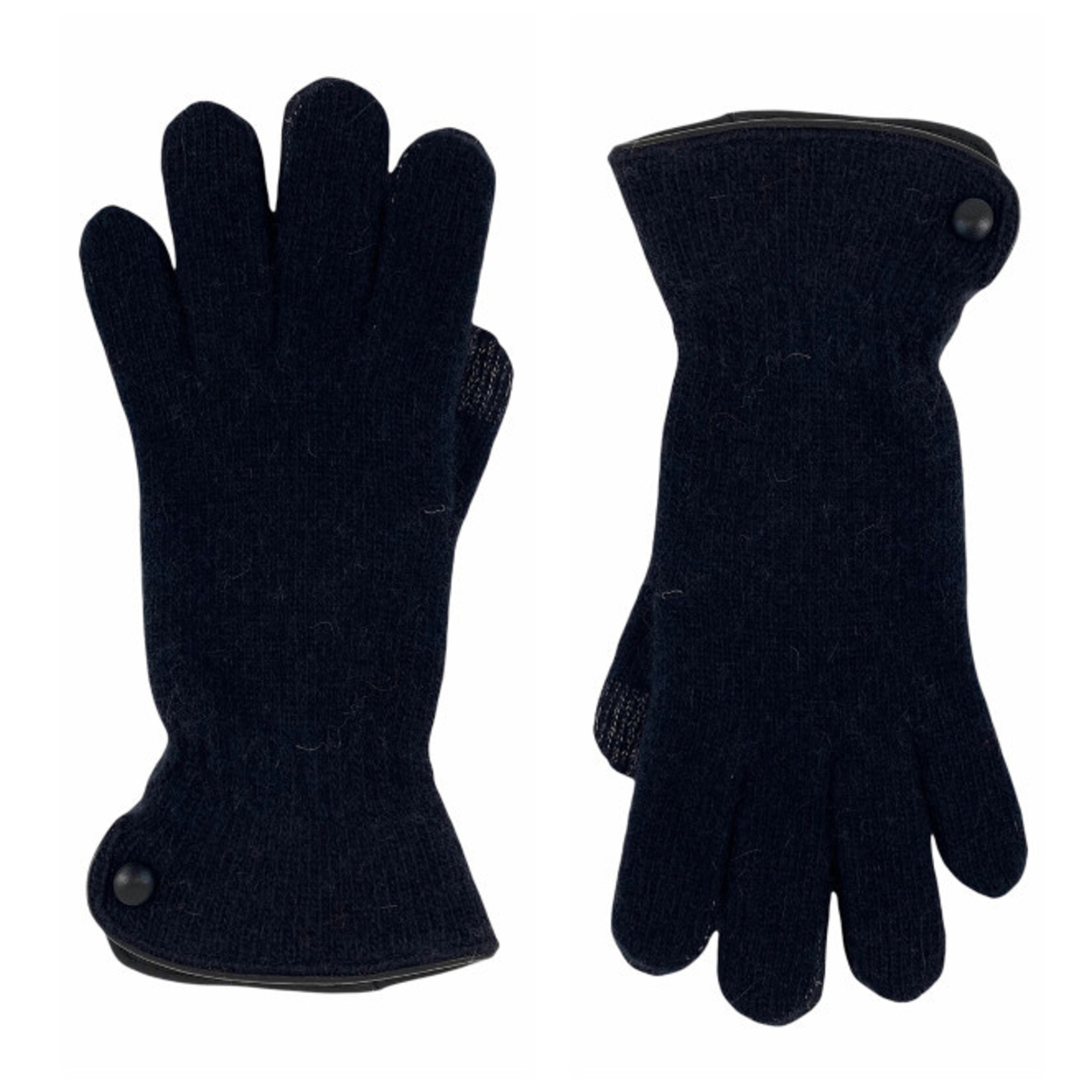 Santacana Complementos Si Angora Gloves Leather Trim and Button