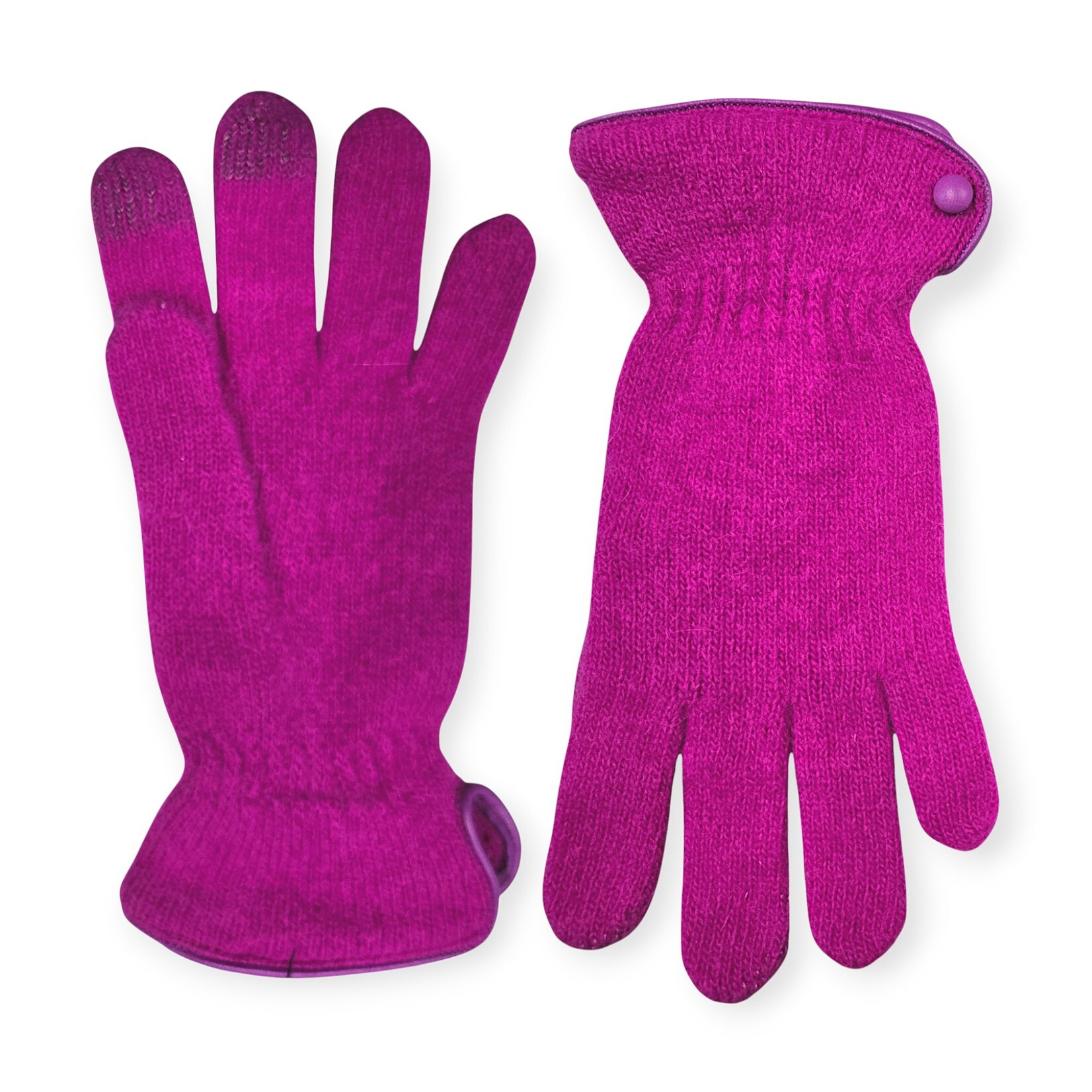 Santacana Complementos Si Angora Gloves Leather Trim and Button