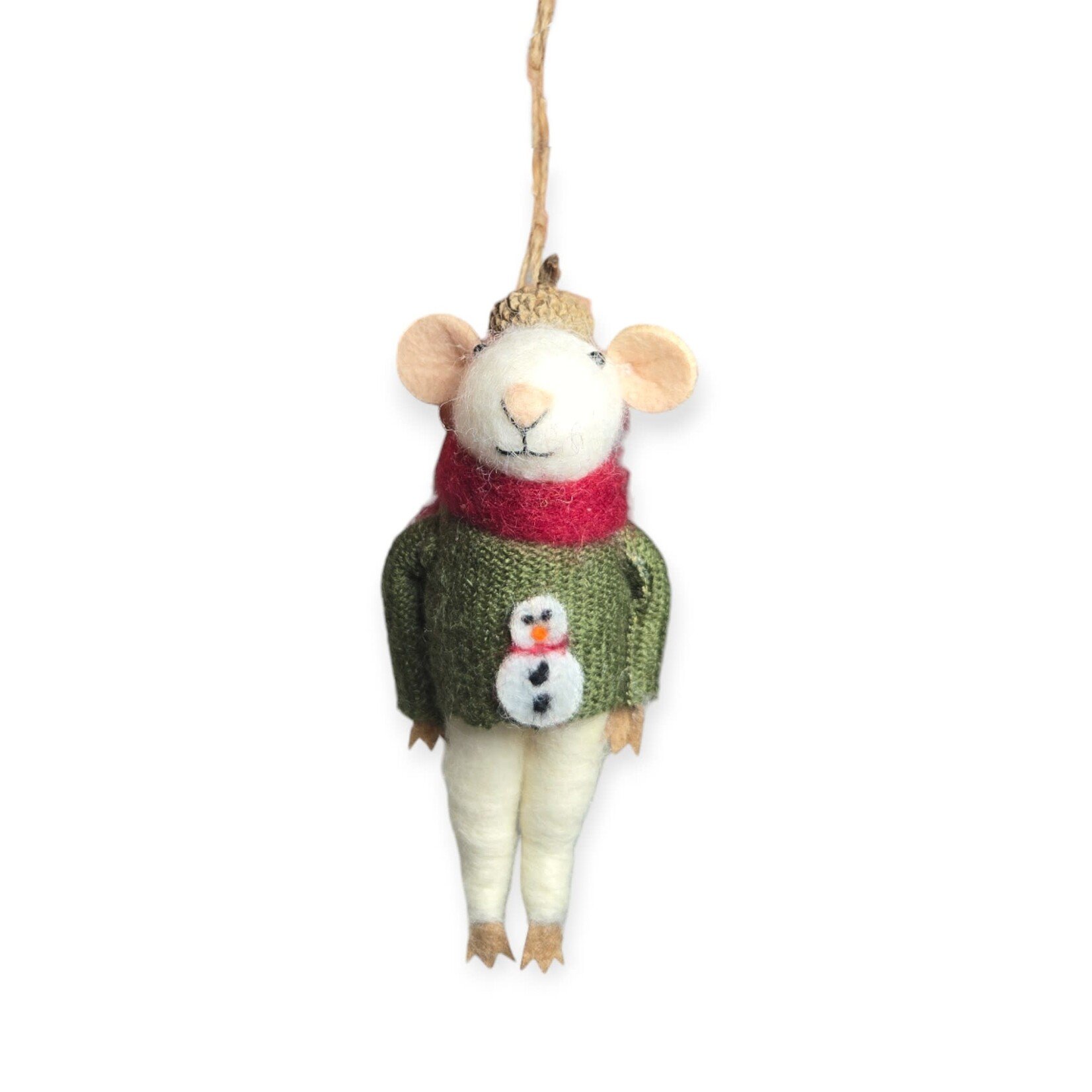 Creative Co-Op Felt Mouse in Hat & Sweater