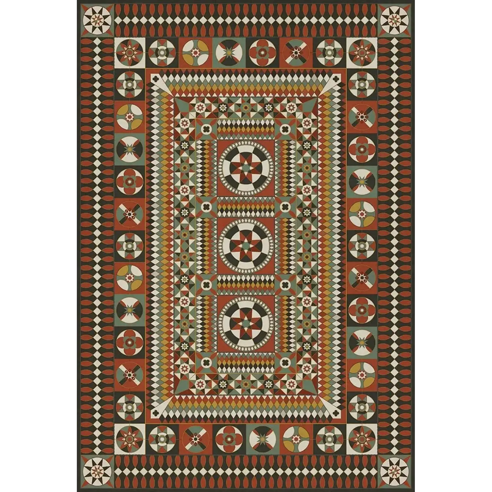 Soldiers Quilt Vintage Vinyl Floorcloths