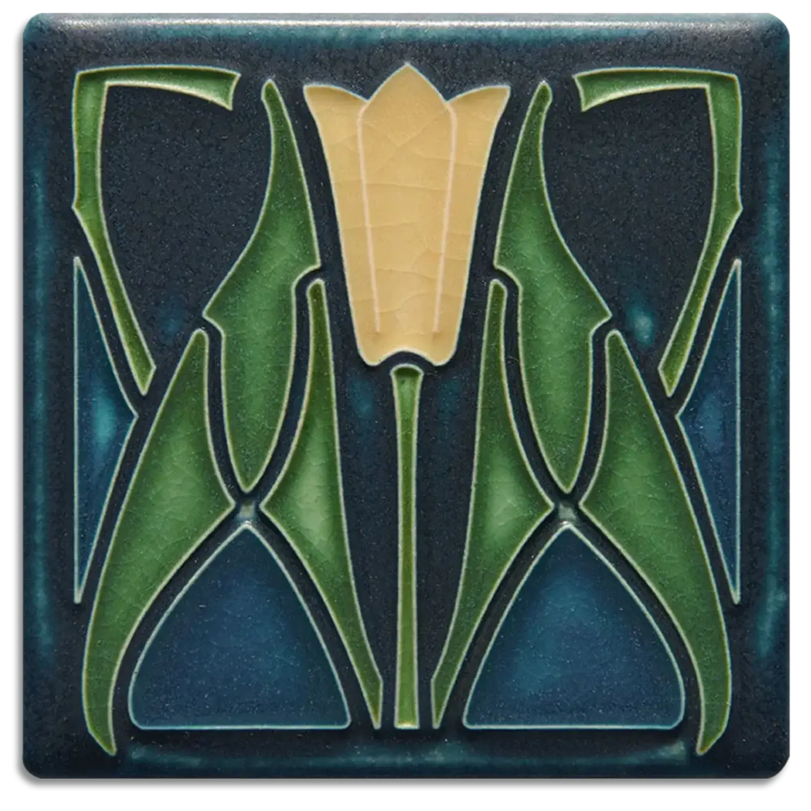 Motawi Tileworks Lotus Tile Indigo