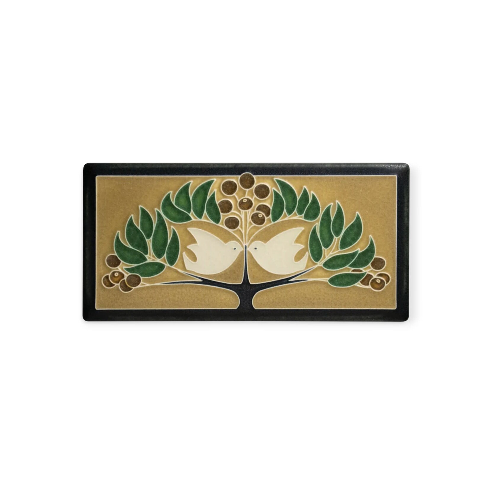 Motawi Tileworks Lovebirds Tile Green Oak