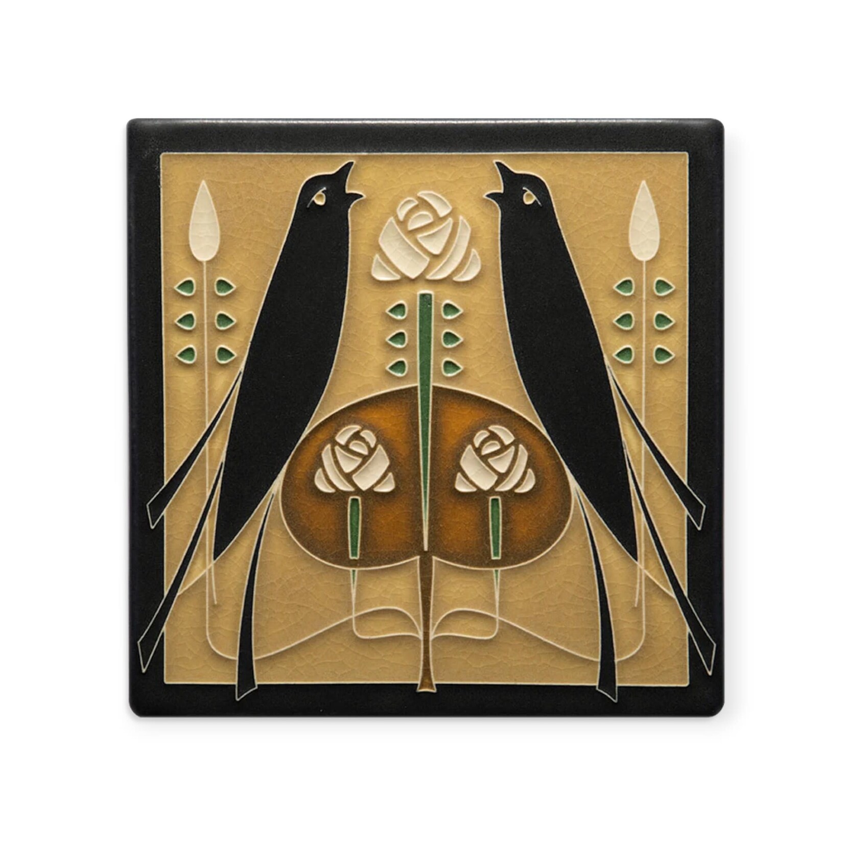 Motawi Tileworks Songbirds Tile Golden