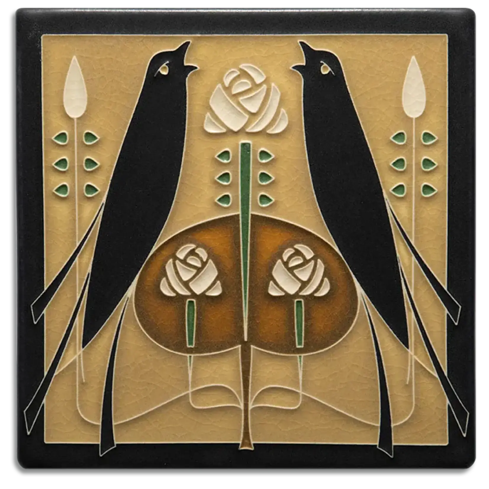 Motawi Tileworks Songbirds Tile Golden