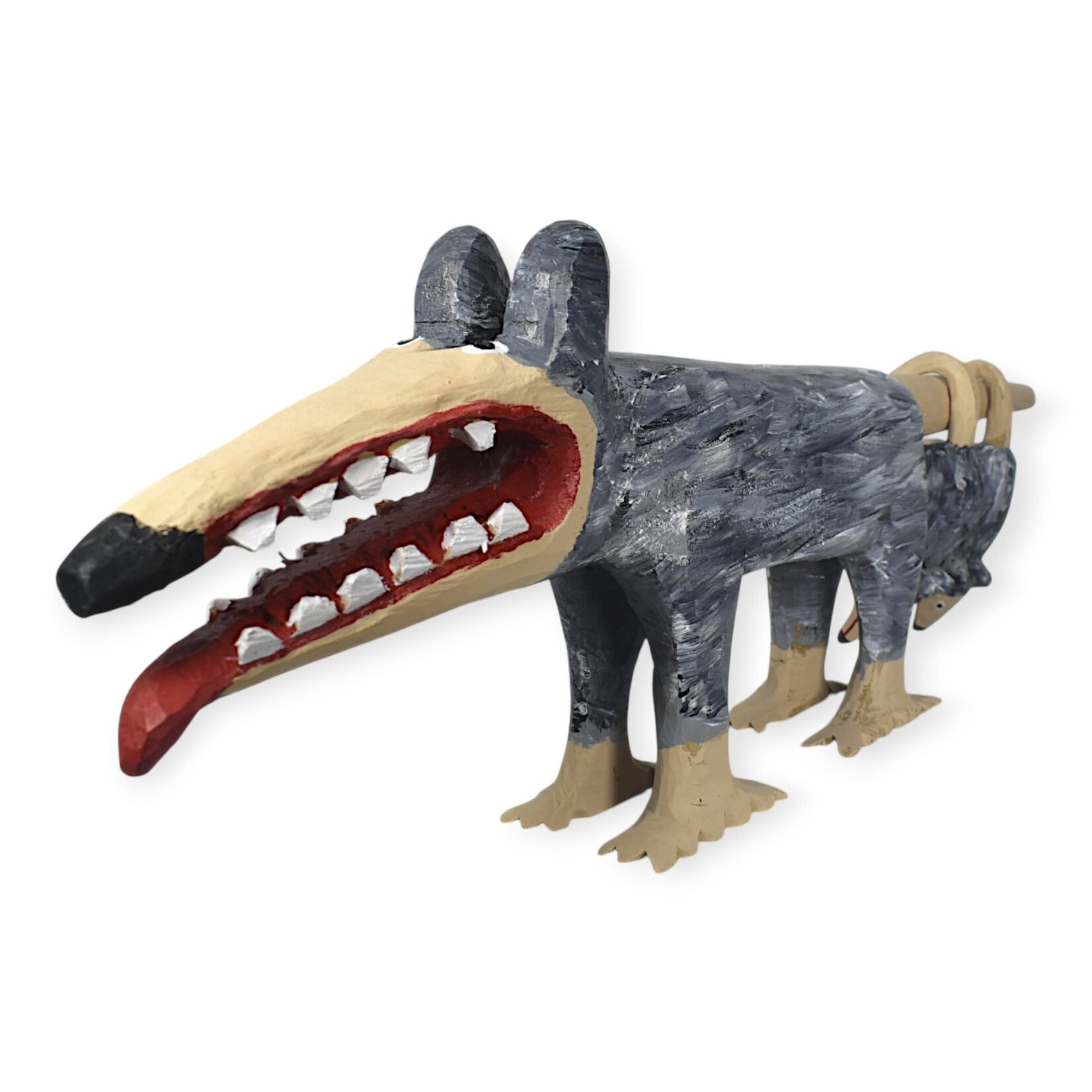 Minnie Adkins Carved Wood Opossum & Babies