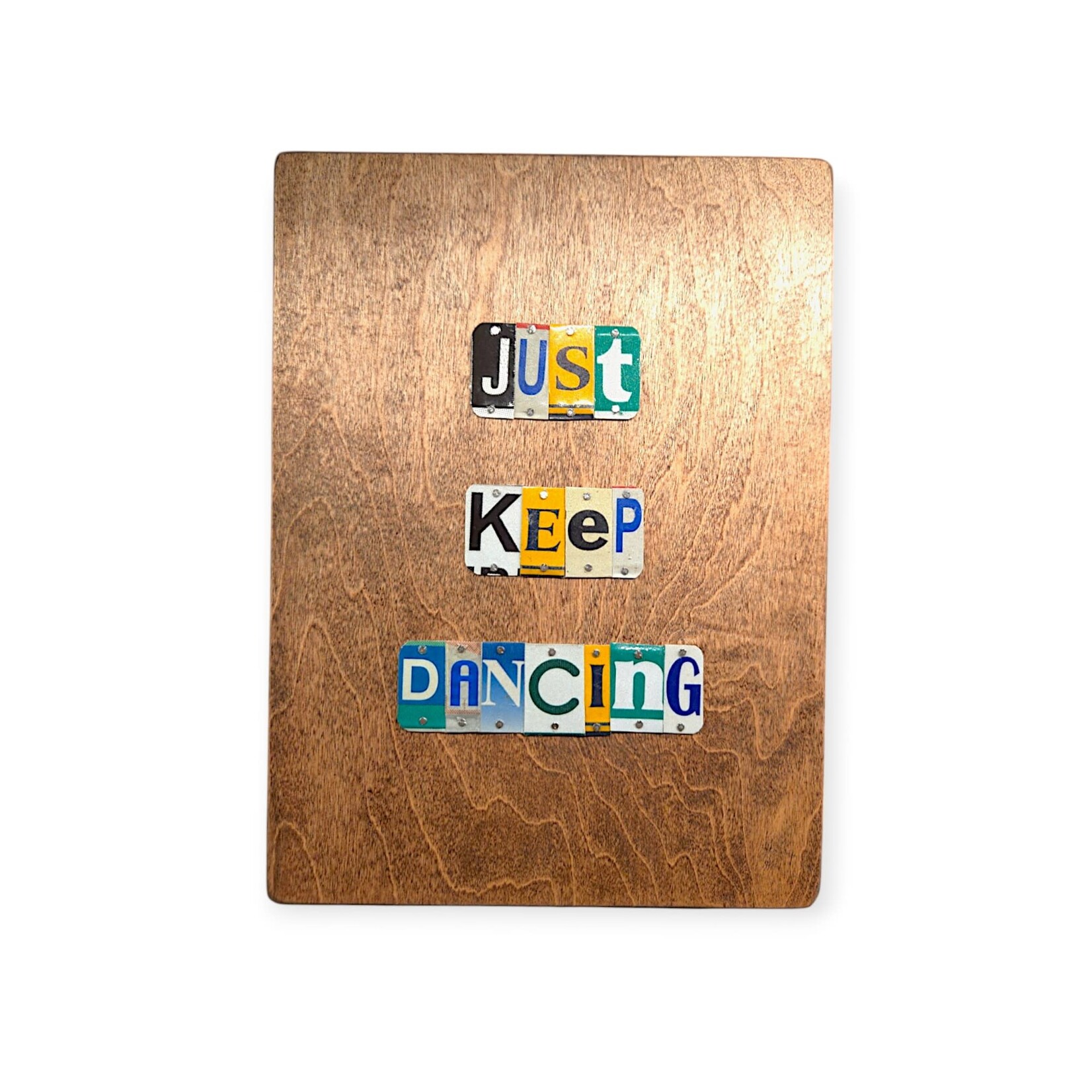 Matt Black Just Keep Dancing License Plate Art