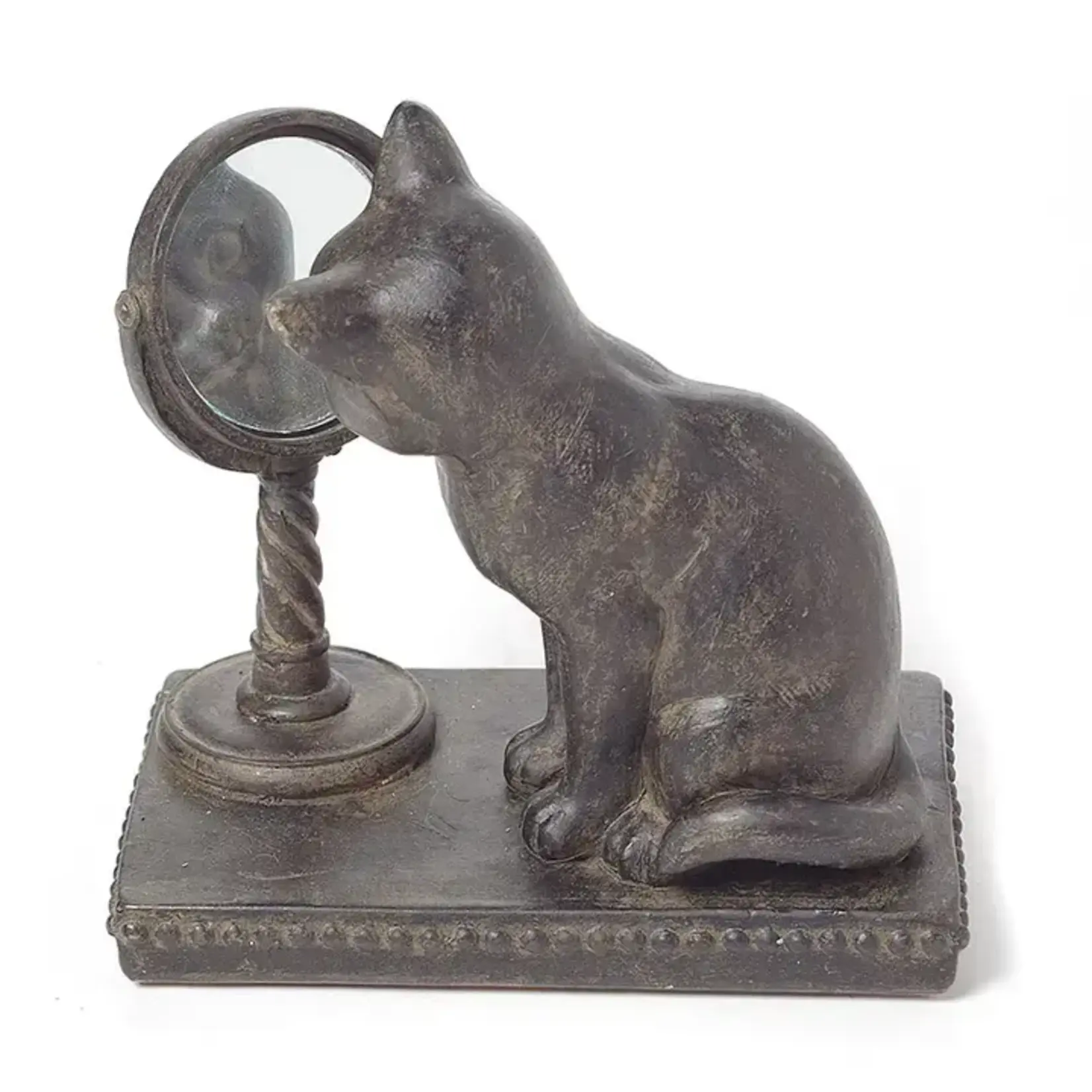 Abbott Small Cat Gazing In Mirror Figurine