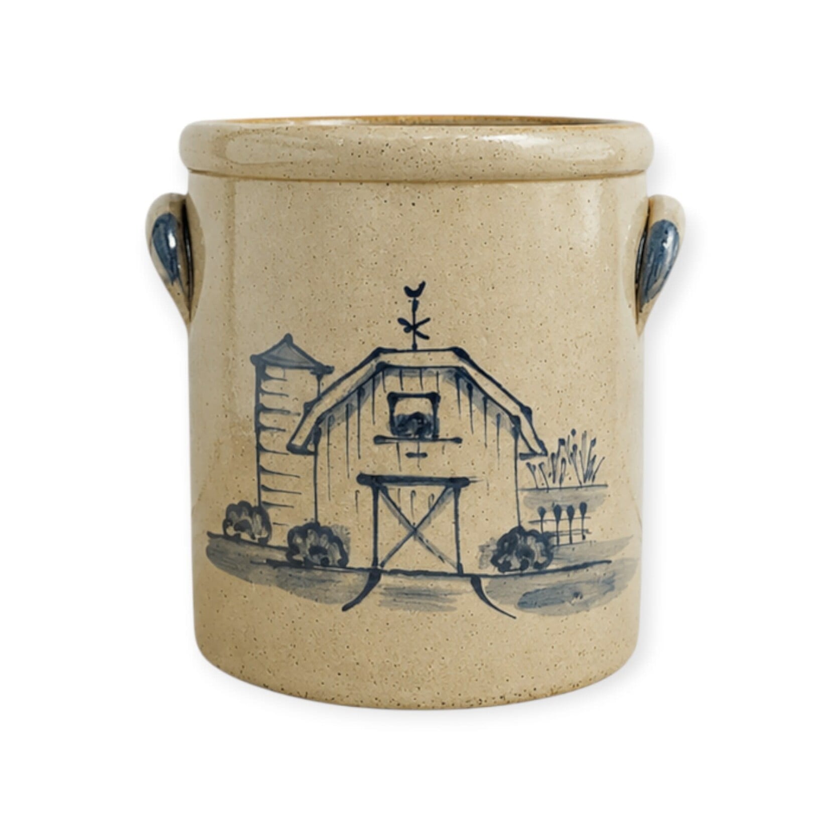 Rowe Pottery Half-Gallon Crock Barn