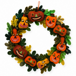 Stitch By Stitch Wreath of Jack-O-Lanterns 14"