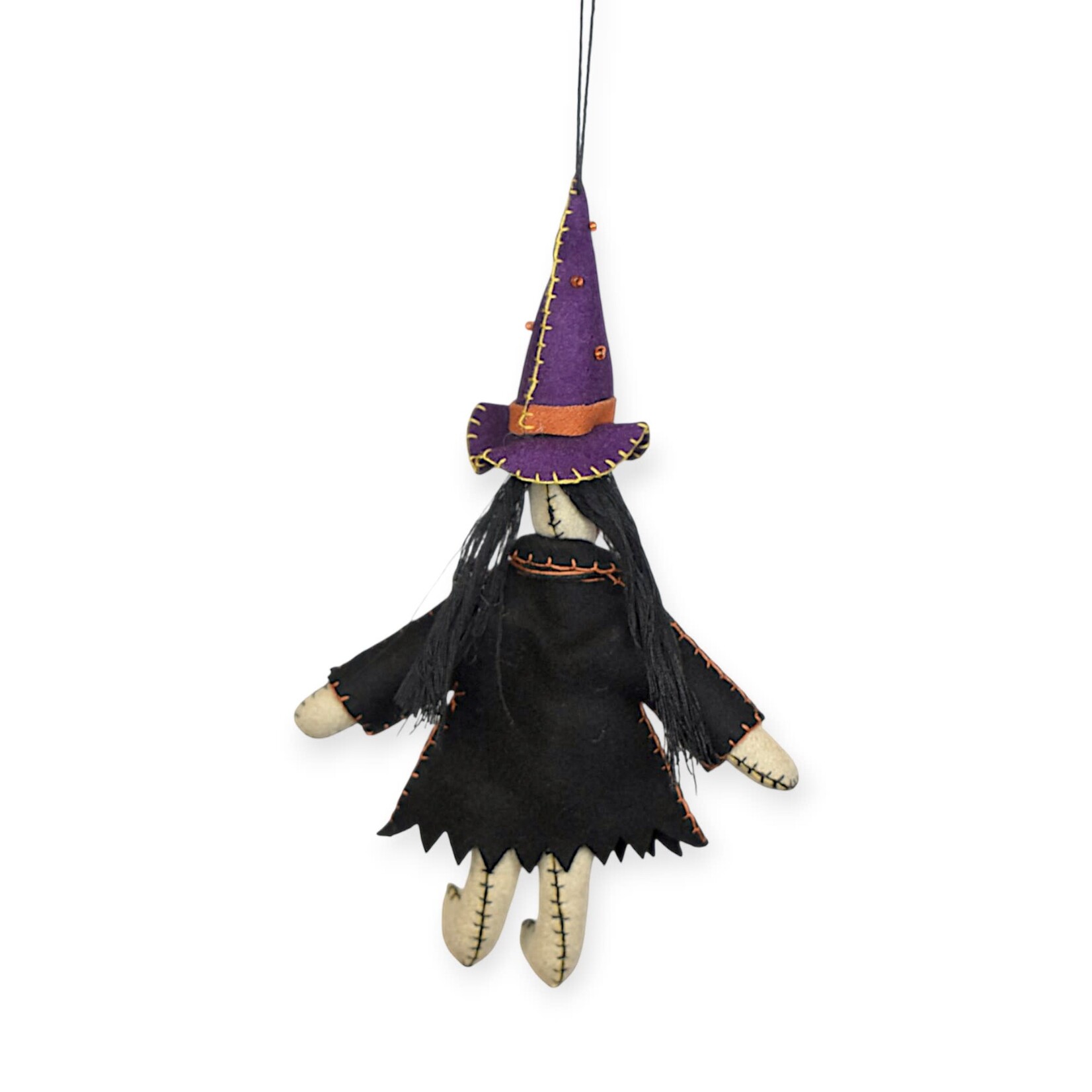 Stitch By Stitch Beige Witch w/ Black Coat Ornament