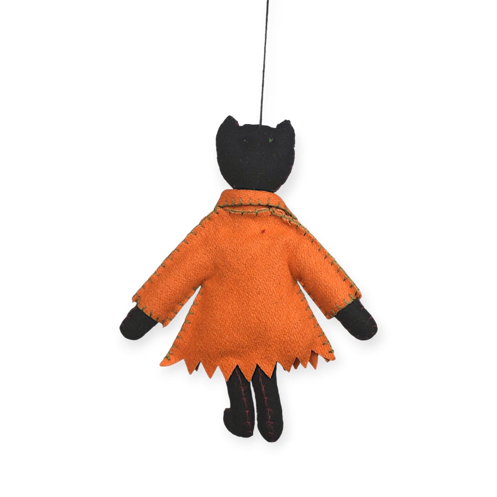 Stitch By Stitch Black Cat Orange Coat Orn