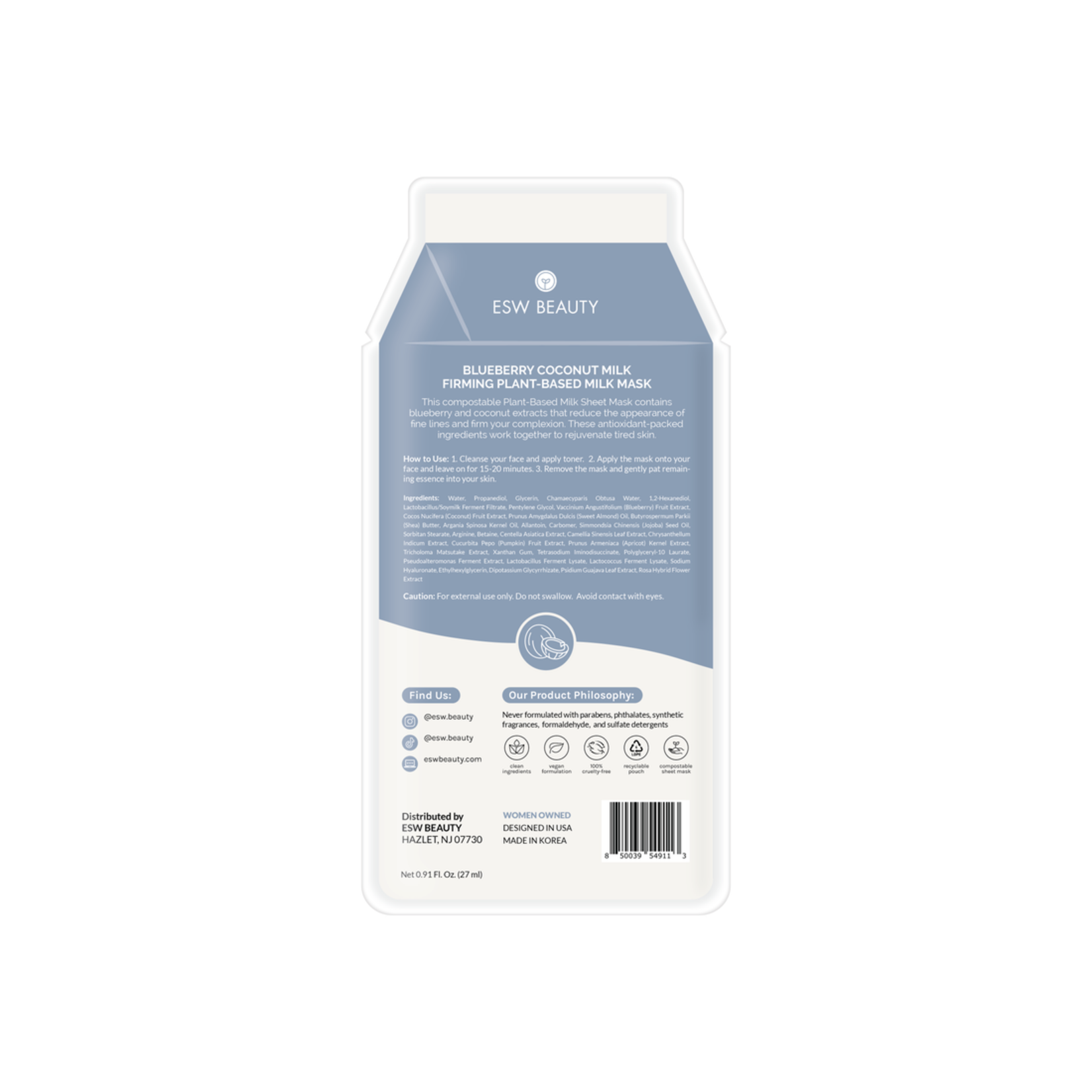 esw beauty blueberry coconut firming milk mask