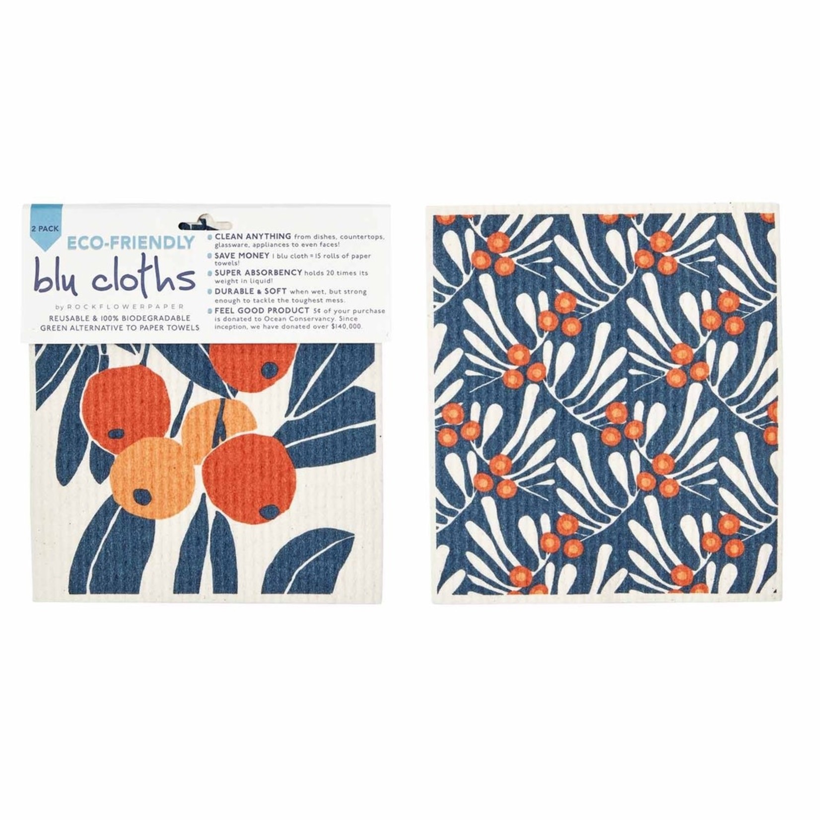 rock flower paper kumquat blu cloths {set of 2}