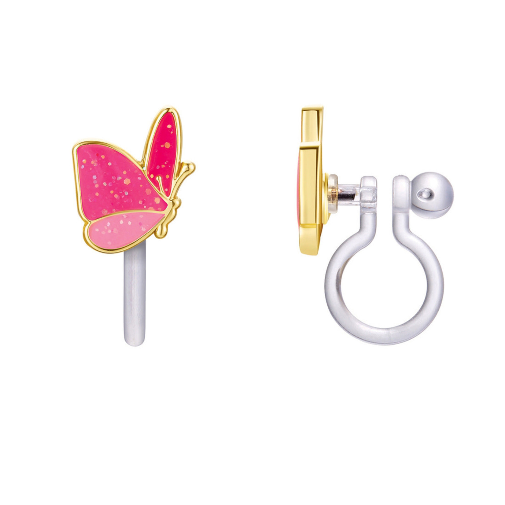 girl nation glitter butterfly CLIP ON earrings